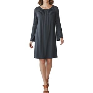 4/$20 West Loop Black Bell Sleeve Shift Dress - Medium